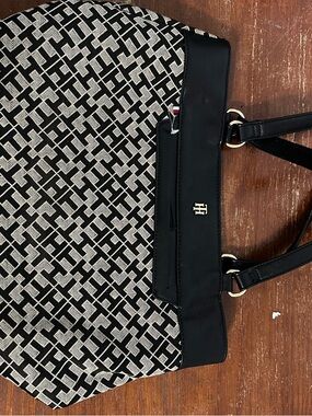 Tommy Hilfiger Black & White Monogram Tote Bag